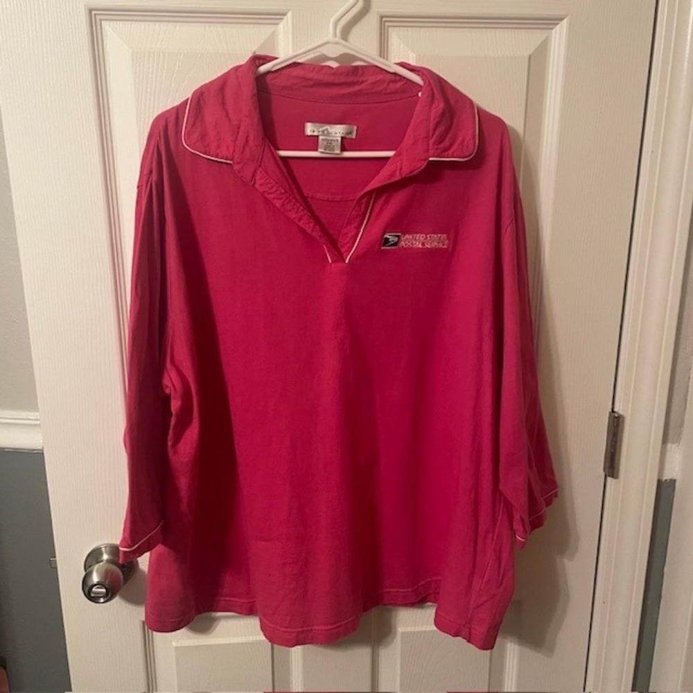 Vtg Women's Pink Polo with USPS logo preowned 2XL